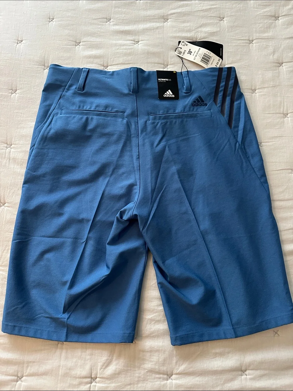 adidas Men's Ultimate 365 Blue Flat-Front Performance Shorts